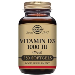 Solgar D3-vitamin 1000 IU (25 Âµg) - 250 kaps. produktbillede