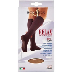 Solidea Knæ Relax Unisex bomulds knæstøttestrømpe 140 Cotton natur Str. M, 1 par produktbillede