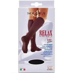 Solidea Knæ Relax Unisex bomulds knæstøttestrømpe140 Cotton sort Str. S, 1 par produktbillede