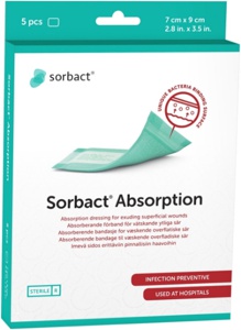 Sorbact Absorption bandasje 7x9 cm 5 stk produktbilde