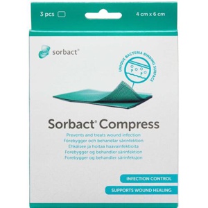 Sorbact Compress Steril 4X6 cm 3 stk. produktbillede