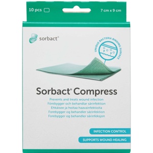 Sorbact Compress Steril 7X9 cm 10 stk. produktbillede