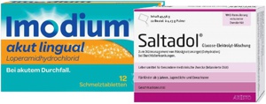 Sparset Imodium akut lingual 12 Tabl. + Saltadol Elektrolyt Pulver 12 Beutel Produktbild