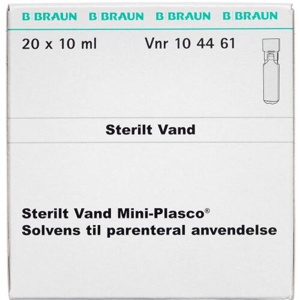 Sterilt vand Mini-plasco Parenteral anvendelse - 20 x 10 ml produktbillede