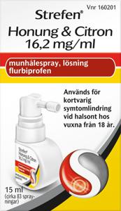 Strefen Honung & Citron, munhålespray, lösning 16,2 mg/ml, 15 ml produkt bild