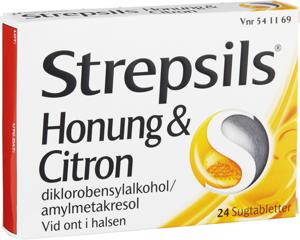 Strepsils Honung & Citron, sugtablett, 24 st produkt bild