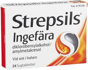 Strepsils Ingefära, sugtablett, 24 st produkt bild