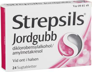 Strepsils Jordgubb, sugtablett 24 st produkt bild