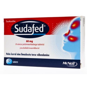Sudafed õhuke polümeerkattega tbl 60mg n12 toote pilt
