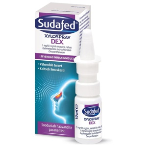 Sudafed xylospray dex ninasprei 1mg+50mg/ml 10ml toote pilt
