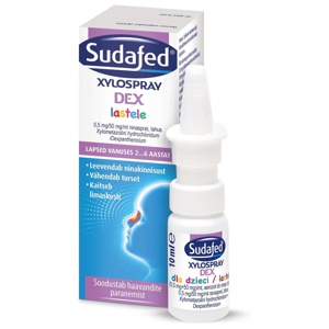 Sudafed xylospray dex ninasprei lastele 0,5mg+50mg 10ml toote pilt