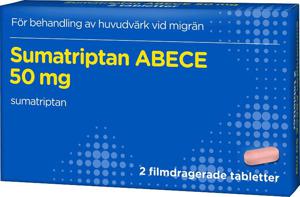 Sumatriptan ABECE 50 mg 2 filmdragerade tabletter produkt bild