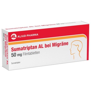SUMATRIPTAN AL bei Migräne 50 mg Filmtabletten Produktbild