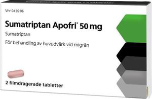 Sumatriptan Apofri, filmdragerad tablett 50 mg, 2 st produkt bild