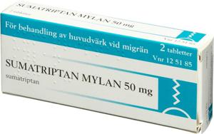 Sumatriptan Mylan Filmdragerad Tablett 50 mg 2 st produkt bild