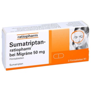SUMATRIPTAN-ratiopharm bei Migräne 50 mg Filmtabl. Produktbild