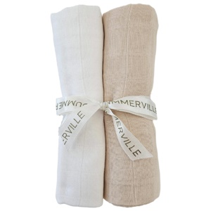 Summerville Organic Babyteppe i musselin, Beige og hvit, 2 stk produktbilde