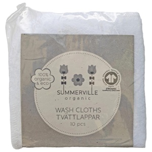 Summerville Organic Vaskekluter, Hvit, 10 stk. produktbilde