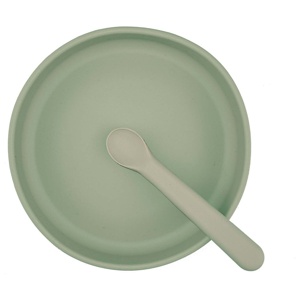 Summerville Tallrik och Sked Silikon Cameo Green produkt bild
