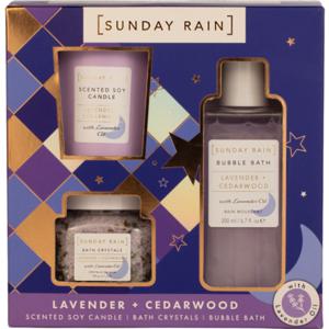 Sunday Rain Lavender + Cedarwood Bath Trio produkt bild