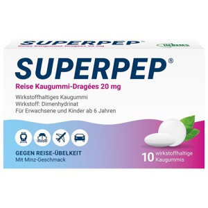 SUPERPEP Reise Kaugummi Dragees 20 mg Produktbild
