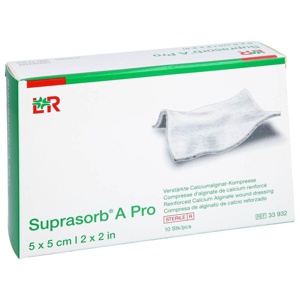 Suprasorb A Pro Calciumalginat Kompresse 5x5 cm, 10 St Kompressen Produktbild