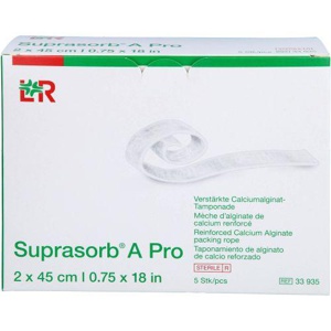 SUPRASORB A Pro Calciumalginat Tamponade 2x45 cm Produktbild