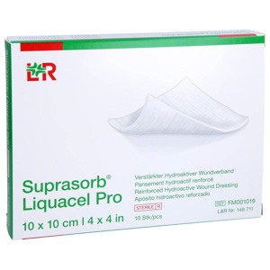 SUPRASORB Liquacel Pro 10x10 cm Kompressen Produktbild