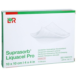SUPRASORB Liquacel Pro 10x10 cm Kompressen Produktbild