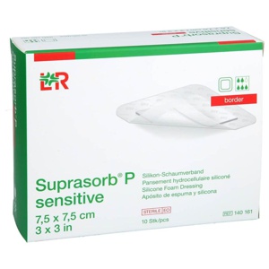 Suprasorb P sensitive PU-Schaumv.border 7,5x7,5cm Produktbild