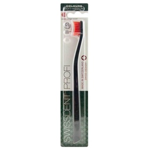 Swissdent Profi Colours Zahnbürste soft-medium schwarz / rot, 1 St Zahnbürste Produktbild