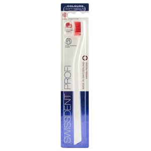 Swissdent Profi Colours Zahnbürste soft-medium weiß / rot, 1 St Zahnbürste Produktbild
