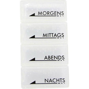 TABLETTENDOSE mo/mi/ab/na m.Blindenschr.weiß tran. Produktbild