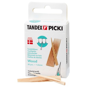 Tandex PICKI WOOD, Tandstik 3-kantet, Birketræ 80 stk. produktbillede