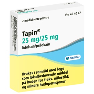 Tapin 25 mg/25 mg medisinert plaster, 2 stk. produktbilde