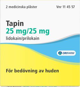 Tapin, medicinskt plåster 25 mg/25 mg 2 st produkt bild