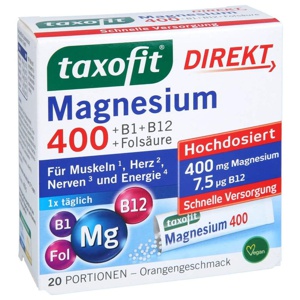 TAXOFIT Magnesium 400+B1+B6+B12+Folsäure 800 Gran. Produktbild