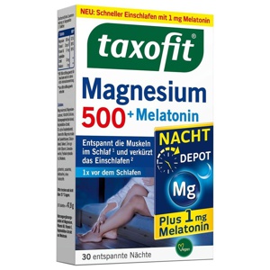 TAXOFIT Magnesium 500 Nacht+Melatonin Tabletten Produktbild
