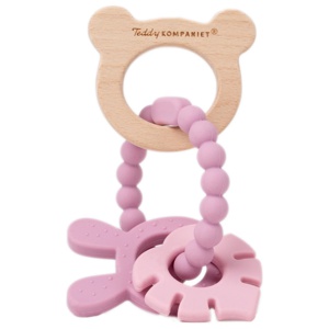 Teddykompaniet Bitring i silikon & trä Dimrosa produkt bild