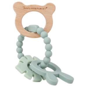 Teddykompaniet Bitring i silikon & trä Lindblomsgrön produkt bild