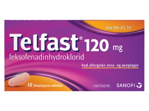 Telfast 120 mg tabletter 10 stk produktbilde