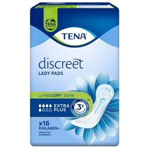 TENA LADY PADS discreet EXTRA PLUS Inkontinenz Einlagen 16 St Binden Produktbild