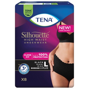Tena Silhouette Pants Plus High Waist Large Sort 8 stk produktbilde