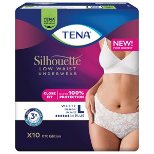 Tena Silhouette Pants Plus Low Waist Large Hvit – 10 stk produktbilde