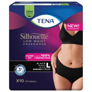 Tena Silhouette Pants Plus Low Waist Large Sort – 10 stk produktbilde