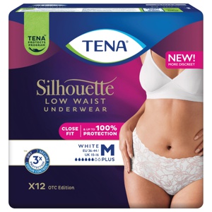 Tena Silhouette Pants Plus Low Waist Medium Hvit 12 stk produktbilde