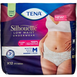 Tena Silhouette Plus Low Waist Hvid Str. M 12 stk produktbillede