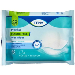 Tena ProSkin Plastic-Free Wet Wipes 8 stk produktbillede