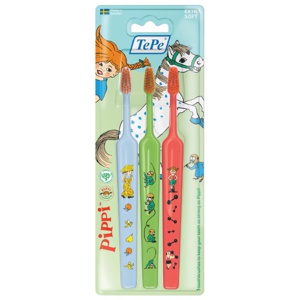 TePe Kids Pippi Extra Soft Tannbørste, 3 stk. produktbilde