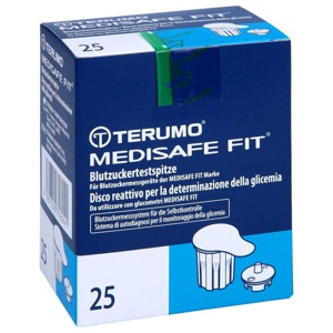 TERUMO Medisafe Fit Blutzuckertestspitzen 25 St Teststreifen Produktbild